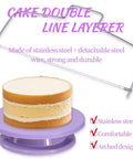 Purple Cake Decorating Kit With Rotating Turntable 14 Piece Essentials Including Piping Tips Reusable Bag Coupler Cake Leveler Offset Spatula And Icing Scrapers For Beginners Beginner Friendly Easy To Use Safe Food Grade Materials visible with cake leveler and turntable