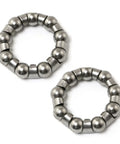 Two Pack Stainless Steel Bicycle Ball Bearings With Nine Ball Cage For Crank And Bottom Bracket Replacement Must Have For Upgrading Your Ride 1/4 Inch Axle 29 Mm Outer Diameter 18.2 Mm Inner Diameter Durable Caged Retainer, showing two round bearing rings.