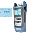 Fiber Optic Power Meter With Light Source for CCTV and Networking, SC FC Connector Test Tool displaying reading on LCD screen