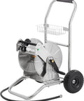 Garden Hose Reel Cart With Wheels Stainless Steel Heavy Duty Hose Storage Carrier For Outdoor Use 200 Feet Of One Half Inch Capacity Mobile Water Hose Reel Cart