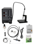 Five In One Jewelry Welder Kit Arc Spot Welder With Adjustable 50 600A Current, tools, and manual for jewelry repair.