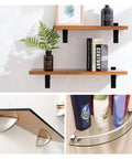 Wood and glass shelves mounted with Two Pack Cabinet Shelf Clips Set Two Piece Hardware Bracket Wall Mount Frameless Glass Door Clamp Holder