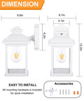 Dimensions of Dusk To Dawn Outdoor Wall Lantern With Sensor Waterproof Porch Light Easy Install Fixture with accessories shown
