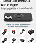 Badass Shockproof Case for Iphone 13 Pro Max with Built In Quick Mount demonstrating a seamless adapter fit for bike and car mounts.