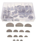 Heavy Duty Half Moon Keyway Assortment Kit Includes 164 Pieces Of Carbon Steel Durability For Engine Components Fits 2 To 10mm Sizes Has Storage Box Keeps Shop Organized While Repairing Cars Motorcycles And Drive Shafts For Quick Fixes Badass, plastic case with assorted half moon woodruff keys