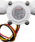 Front view of G Three Eighths Quick Connect Hall Effect Water Flow Sensor Food Grade Flowmeter For Home RO Systems with wiring.