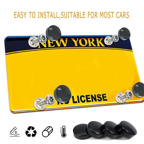 Tough As Nails Anti Theft License Plate Screws Featuring Tamper Resistant M6 Security Bolts In Rust Proof 304 Stainless Steel securing a license plate.
