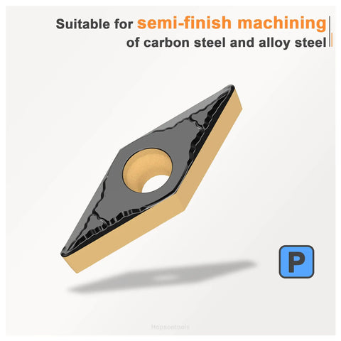 VCMT221 1/4 Inch Inscribed Circle CNC Lathe Turning Carbide Insert For Steel And Alloy Steel, Semi Finishing Cutters, 7 Degree Relief