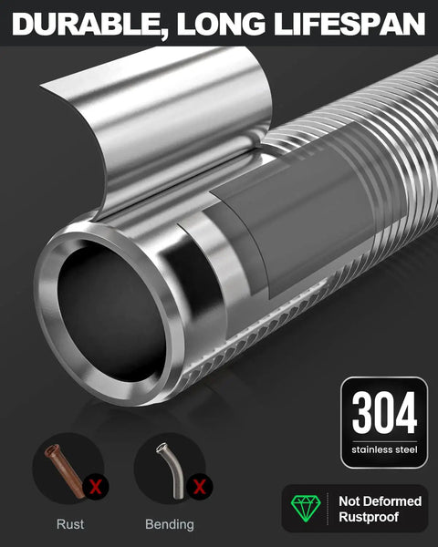 Close-up of 304 stainless steel durable pipeline highlighting rust resistance for plumbing applications. Straight Up Solid Extended Screw Mounts For Sink Drain Strainers Built To Last Rust Resistant Copper Hardware Quick Install Thick Granite Or Marble Kitchen Sink Replacement Hardware.