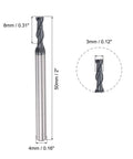 Square Nose End Mill For CNC Router Bits, 3Mm Cutting Diameter, Solid Carbide, AlTiN Coated, 2 Flute Spiral Milling Cutter, 50Mm Length