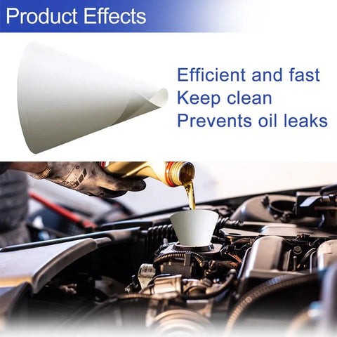 50 Pack Disposable Paper Oil Funnels For Cars No Spill Automotive Fluid Dispenser Cone Funnel Set in use