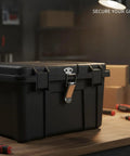 Heavy Duty Toggle Latch With Secure Grip Keeps Hinged Lids And Panels Locked Firm During Transport Perfect For Toolboxes Crates And Gear Boats To Stop Vibration From Banging Open Your Valuable Stuff on a black toolbox.