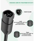 NACS plug end of Heavy Duty 16.4 Ft 50A 240V Tesla Charger Extension Cable for Model Y X 3 S with lock and open functions.