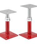 Heavy Duty 5000 Pound Screw Jacks For Floor Leveling Adjustable Foundation Supports, red steel frame, adjustable height, pack of two.