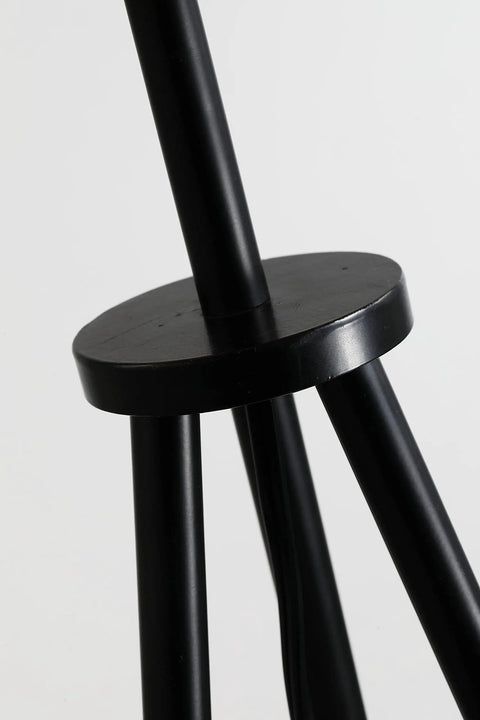 Close-up of iron tripod base for Mid Century Bohemian Tripod Floor Lamp With PVC Rattan Shade And Velvet Rim For Living Room Bedroom Dining Kitchen Beige Dope Vibe Great For Reading Nooks And Cozy Living Spaces