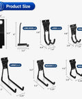 Diagram of the Heavy Duty Garage Slatwall Hooks Set 20 Piece Multi Size Hook Assortment with dimensions