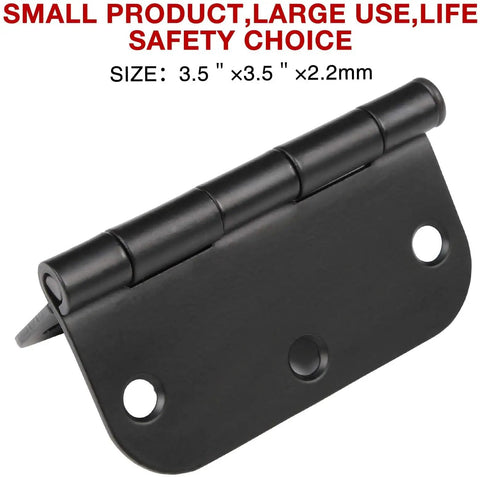 Dope Matte Black Door Hinges 3.5x3.5 Inch Set With 5/8 Radius Corners Flat Iron Style Interior Door Hardware
