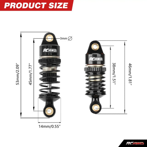 1/12 Scale Losi RC On Road Shock Absorber Set Front And Rear Upgrades With Threaded Collars And Springs Beefed Up Alloy 7075 Aluminum