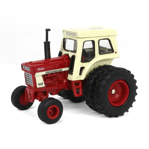 One Sixty Fourth Scale International 966 Turbo Tractor Diecast Model With Dual Wheels And FFA Logo, side view.