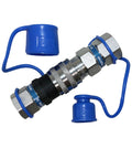 Hydraulic quick-connect coupler set, 1/2 in body, 3/4 in SAE O-Ring Boss threads, ISO 16028, blue dust caps