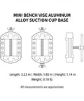 Mini Bench Vise With Aluminum Alloy Suction Cup Base, dimensions 3.23 x 1.85 x 1.14 inches, for jewelry and crafts.