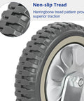 Close-up of non-slip tread on 8 Inch Solid Caster Wheels Set Of 4 with Brakes for Heavy Duty Trolleys and Workbenches Durable PVC