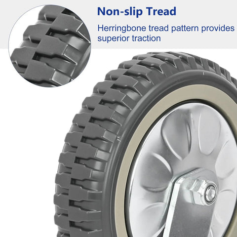 Close-up of non-slip tread on 8 Inch Solid Caster Wheels Set Of 4 with Brakes for Heavy Duty Trolleys and Workbenches Durable PVC