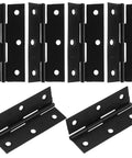 Black stainless steel cabinet hinges with screws, easy open-close, for cabinets and box doors, flat opening design, durable DIY hardware.