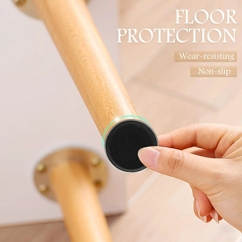 Close-up of a 10 Pack Adjustable Furniture Leveling Feet with Swivel Stainless Steel and PP Construction on a chair leg.