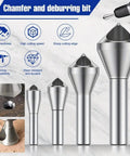 4 Piece Deburring Drill Bit Set Knocks Out Burrs Smooth With These Hella Precise 90 Degree Countersink Bits For Metal Wood Plastic Projects round shank and sharp cutting edge.