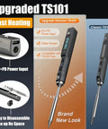 Comparison of Upgraded TS101 and Classic TS100 soldering irons, highlighting features of the Ts101 Portable Soldering Iron With PD And DC Dual Power, 50-400 C Adjustable, Pocket Size Field Repair Tool For Pros, Upgrade From Ts100, No Power Supply Required.