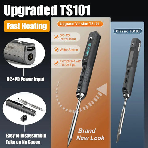 TS101 Soldering Pen Upgraded From TS100 Dual Power 65W DC And 45W PD Smart Mini Portable Soldering Iron Station Kit, new design