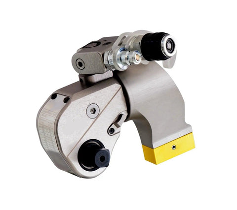 Heavy Duty Hydraulic Torque Wrench Two And A Half Inch Square Drive Adjustable Range Aluminum Alloy Body for Jumbo Bolts, close-up view.