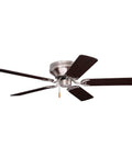 Snugger Flush Mount Ceiling Fan With Low Profile Design For Small Rooms 42 Inch Hugger Ceiling Fan in brushed steel with pull chain