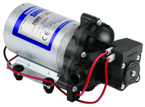 12V DC Diaphragm Pump With Self Priming Design, A Real Workhorse That Delivers 3 GPM At 45 PSI, Half Inch Male Ports, Chemical Resistant Housing