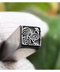 Ultra Easy Steel Stamp Kit For DIY Leather Wood Art And Jewelry Making Chinese Zodiac Rooster Stamp Set with sharp rooster design