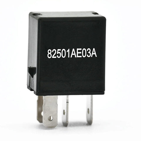 Premium 12 Volt 55 Amp 4 Pin Auto Relay For Fuel Pump Starter AC Compressor Cooling Fan Direct Swap Replaces 82501AE03A, close-up view.