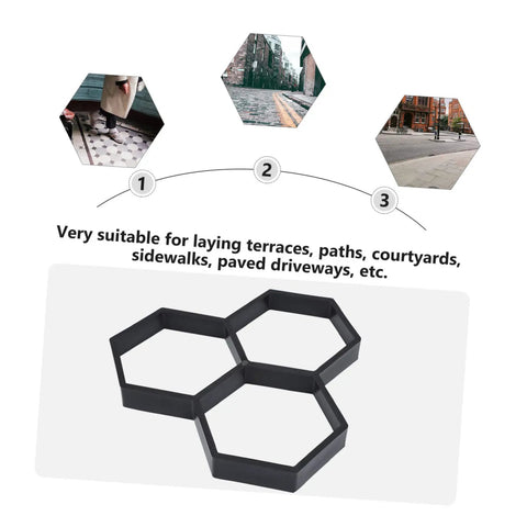 Hexagon Concrete Paving Mold Kit For DIY Projects Pro Grade shown with hexagonal mold for patio walkway driveway paths.