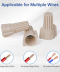 Tan Wire Nut Connectors Kit With Twist Caps And Winged Springs for DIY Friendly Electrical Wire Connections on various wire types.