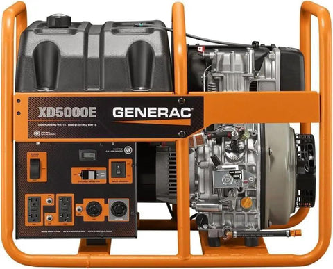 5000-Watt Diesel Portable Generator With Steel Frame And Lift Eye, Ready For Emergency Backup Power On Jobsites, Rugged