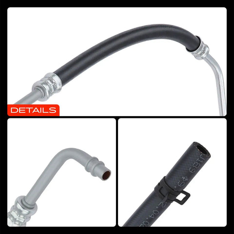 Power Steering Return Hose Line Assembly That Fits Buick Rainier 2004-2007, Chevy Trailblazer 2002-2009 - close-up details angle