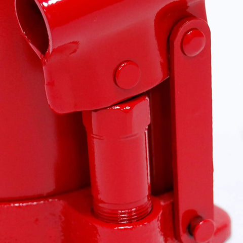 Premium Hydraulic Jack Oil Pump Replacement Kit With Solid Metal Bleed Screw And Straight Shot Piston Assembly close-up of red metal cylinder and piston