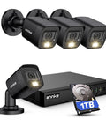 8 Channel AI Motion Detection Wired Security System With H265 Plus 3K Lite, 4 Outdoor 2MP Cams IP67 Weatherproof, 1TB HDD shown
