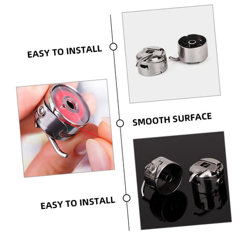 Two Piece Bobbin Case Set For Sewing Machines, Handy Replacement For Old Or Broken Cases, shown with easy installation.