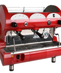 2-Group Volumetric Commercial Espresso Machine Red With 14L Boiler, Dual Pressure Gauges, Programmable Automatic Dosing