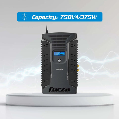 Line Interactive UPS 750VA 450W With 12 Outlets, AVR, LCD Display, USB Charging, Coaxial Port, 120V, Quiet, Reliable Power Backup For Home And Office, Protects Devices And Data, 3 Year Warranty