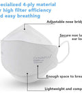 KN95 Cup Shaped Face Mask With Five Layers Of Protection Pack Of 10 showing nose bridge and ear loops, side view