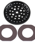 Steel Main Gear 48P Spur Gear 87T for ECX 1/10 2WD RC Cars with washers, detailed view of black steel alloy gear.