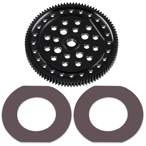 Steel Main Gear 48P Spur Gear 87T for ECX 1/10 2WD RC Cars with washers, detailed view of black steel alloy gear.