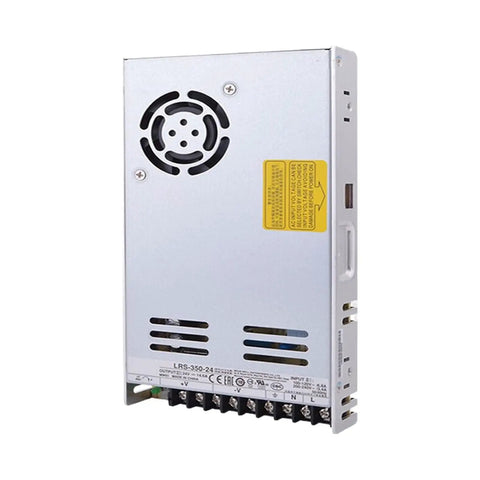 Heavy Duty 24 Volt 350 Watt Switching Power Supply with compact design and cooling fan for serious automation and LED setups.